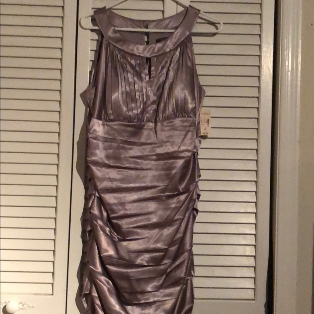 Silver rouched cocktail dress